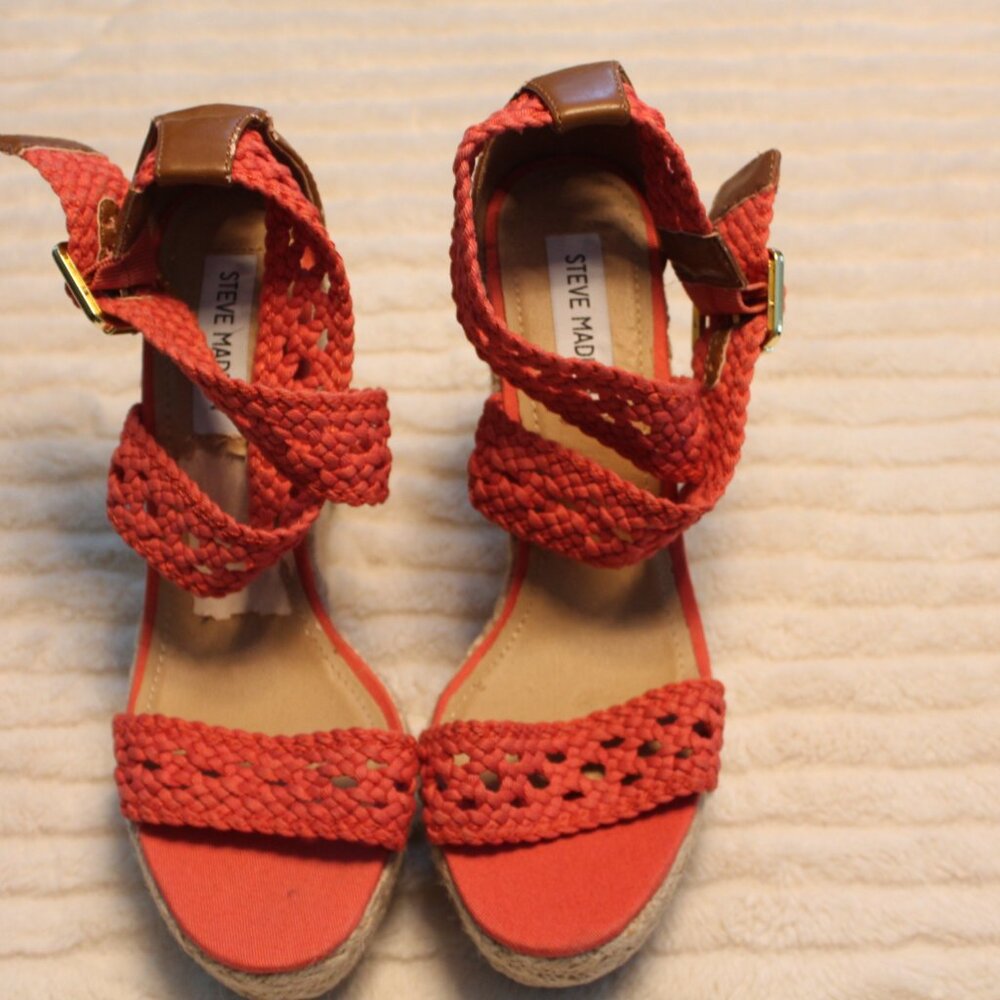 STEVE MADDEN ESPADRILLE - Steve Madden Orange Espadrille Wedge Sandals